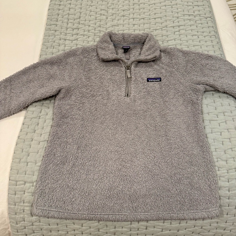 Patagonia Womens Quarter Zip Furry Fleece Sherpa Grey Size Small RN# 51884